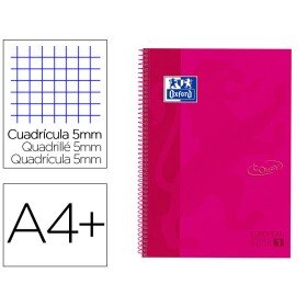 Caderno Espiral Oxford Ebook 1 Capa Extradura Din A4+ 80 F Quadricula 5 Mm Rosa Framboesa Touch