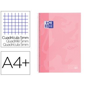 Caderno Espiral Oxford Ebook 1 School Touch Te Din A4+ 80 Folhas Quadricula 5 Mm com Margem Flamingo Pastel