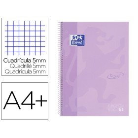 Caderno Espiral Oxford Ebook 1 School Touch Te Din A4+ 80 Folhas Quadricula 5 Mm com Margem Malva Pastel