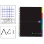 Caderno Espiral Oxford Ebook 5 Capa Extradura Din A4+ 100 F com Separadores Quadricula 5 Mm Black'N Colors Verde