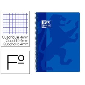 Caderno Espiral Oxford School Classic Capa Polipropileno Folio 80 Folhas Quadricula 4 Mm com Margem Azul Marinho