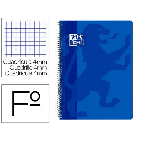 Caderno Espiral Oxford School Classic Capa Polipropileno Folio 80 Folhas Quadricula 4 Mm com Margem Azul Marinho
