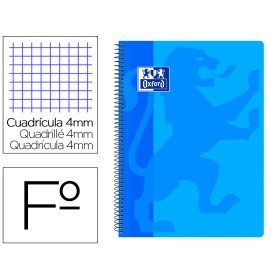 Caderno Espiral Oxford School Classic Capa Polipropileno Folio 80 Folhas Quadricula 4 Mm com Margem Azul Turquesa