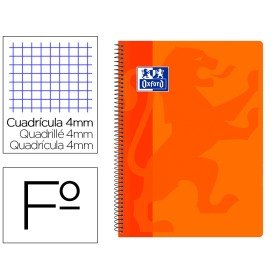 Caderno Espiral Oxford School Classic Capa Polipropileno Folio 80 Folhas Quadricula 4 Mm com Margem Laranja
