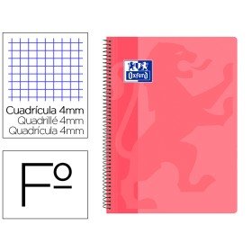 Caderno Espiral Oxford School Classic Capa Polipropileno Folio 80 Folhas Quadricula 4 Mm com Margem Rosa Chiclet