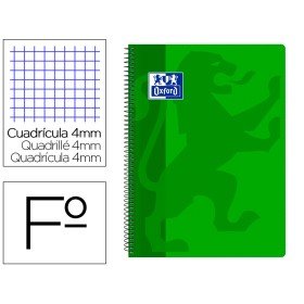 Caderno Espiral Oxford School Classic Capa Polipropileno Folio 80 Folhas Quadricula 4 Mm com Margem Verde