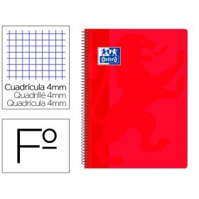 Caderno Espiral Oxford School Classic Capa Polipropileno Folio 80 Folhas Quadricula 4 Mm com Margem Vermelho