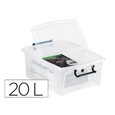 Caixa de Armazenagem Cep 20 Litros Transparente com Tampa 460X170X190 Mm