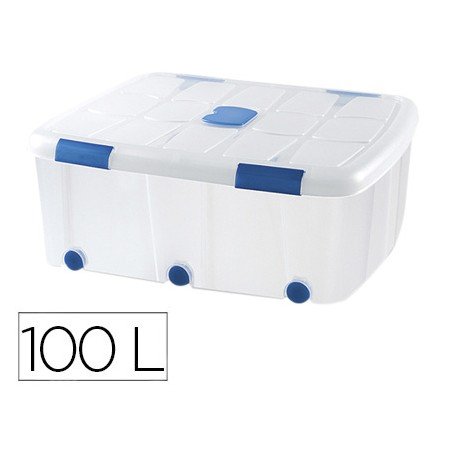 Caixa de Armazenagem Plasticforte 100 Litros Nº 15 Transparente com Tampa 330X800X600 Mm