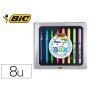Caixa Metalica Bic 4 Gelocity Quick Dry Cores Sortidas + 4 Fluor Grip Cores Pastel Sortidas
