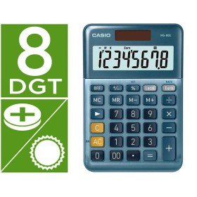 Calculadora Casio Ms-80E Secretaria 8 Digitos Tx +/- Tecla Duplo Zero Cor Azul