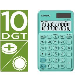 Calculadora Casio Sl-310Uc-Gn Bolso 10 Digitos Tax +/- Tecla Duplo Zero Cor Verde