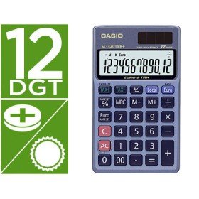 Calculadora Casio Sl-320Ter Bolso 12 Digitos Tax +/- Conversao Moeda Tecla Duplo Zero Cor Azul