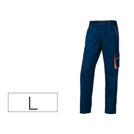 Calças Deltaplus com Cintura Ajustavel E 5 Bolsos Cor Azul Laranja Formato L