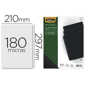 Capa de Encadernacao Fellowes Pvc Din A4 Opaca Preta 180 Microns Pack de 100 Unidades