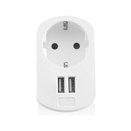 Carregador Ewent de Parede 2 Portas USB 3.4 A Carregador com Tomada de Alimentacao