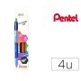 Conjunto com 4 Esferograficas Pentel Izee Ponta de 1,0Mm Retrateis Cores Azul Preto Vermelho E Verde