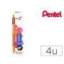 Conjunto com 4 Esferograficas Pentel Izee Ponta de 1,0Mm Retrateis Cores Laranja Azul Ceurosa E Violeta