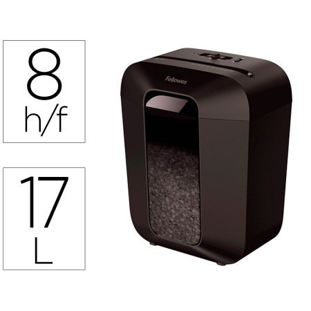 Destruidora de Documentos Fellowes Lx-41 Capacidade 8F Seguranca P4 Destroi Agrafes Clips E Cartoes Cesto 17L