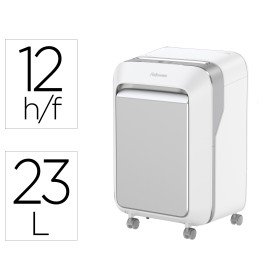 Destruidora de Documentos Fellowes Lxp-200M Capacidade de 12 Folhas Seguranca P5 Branca Cesto 23 L Agrafes Clips E Carto