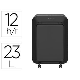 Destruidora de Documentos Fellowes Lxp-200M Capacidade de 12 Folhas Seguranca P5 Preta Cesto 23 L Agrafes Clips E Cartoe