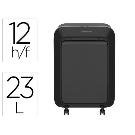 Destruidora de Documentos Fellowes Lxp-200M Capacidade de 12 Folhas Seguranca P5 Preta Cesto 23 L Agrafes Clips E Cartoe