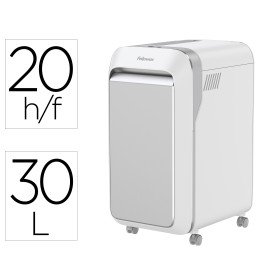 Destruidora de Documentos Fellowes Lxp-300M Capacidade de Corte 20 Folhas Seguranca P5 Branca Cesto 30 L Agrafes Clips E