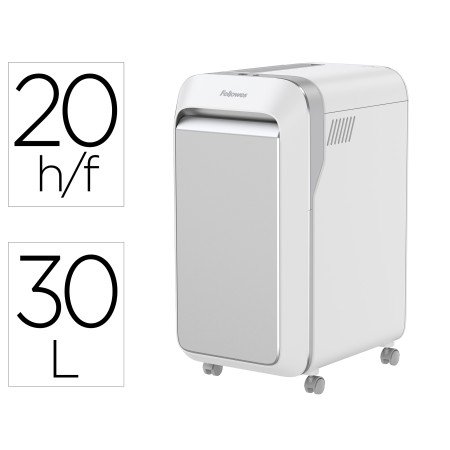 Destruidora de Documentos Fellowes Lxp-300M Capacidade de Corte 20 Folhas Seguranca P5 Branca Cesto 30 L Agrafes Clips E