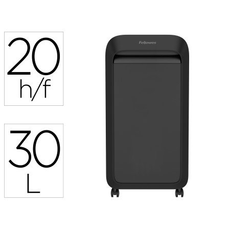 Destruidora de Documentos Fellowes Lxp-300M Capacidade de Corte 20 Folhas Seguranca P5 Preta Cesto 30 L Agrafes Clips E