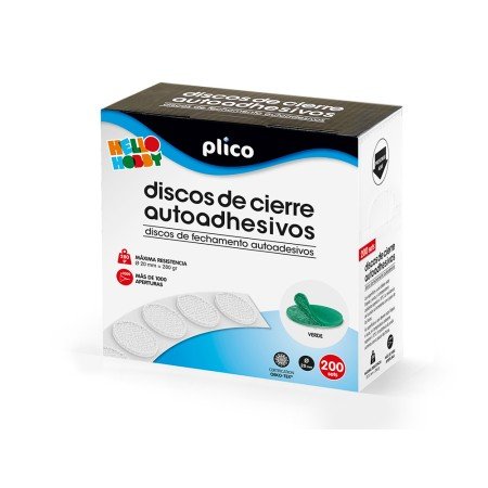 Disco de Cierre Plico Velcro Autoadhesivo 20 Mm Diametro Color Verde Caja de 200 Unidades