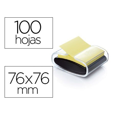 Dispensador Bloco de Notas Adesivas Post-It Super Sticky Z Note Cor Preto com 1 Bloco 76X76 Mm