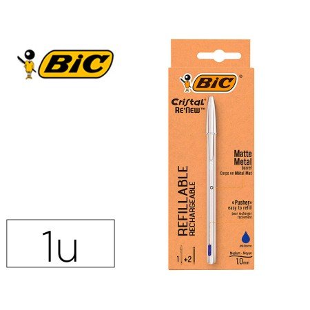 Esferografica Bic Cristal Renew Tinta Azul Pack de 1 Unidade + 2 Recargas