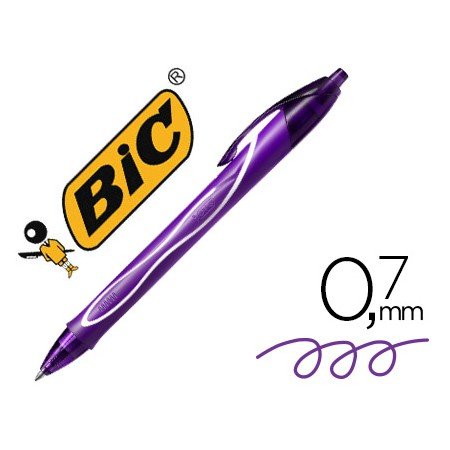 Esferografica Bic Gelocity Quick Dry Retratil Tinta Gel Purpura Ponta de 0,7 Mm