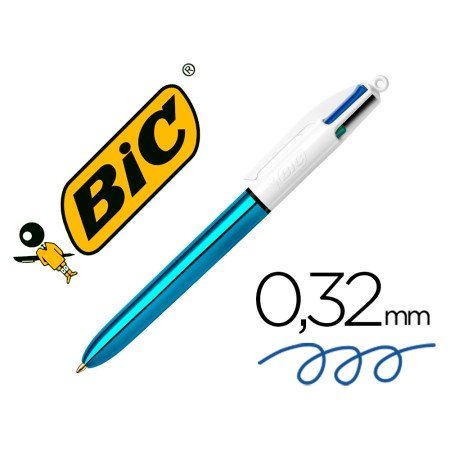 Esferografica Bic Quatro Cores Shine Azul Ponta de 1 Mm