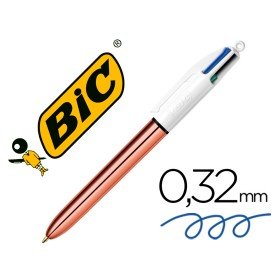 Esferografica Bic Quatro Cores Shine Ouro Rosa Ponta de 1 Mm