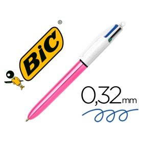 Esferografica Bic Quatro Cores Shine Rosa Ponta de 1 Mm