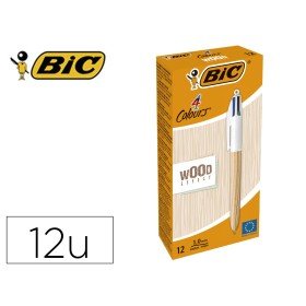 Esferografica Bic Quatro Cores Wood Caixa de 12 Unidades Cores Sortidas