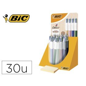 Esferografica Bic Quatro Cores Wood Expositor de 30 Unidades Cores Sortidas