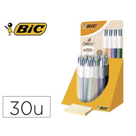 Esferografica Bic Quatro Cores Wood Expositor de 30 Unidades Cores Sortidas