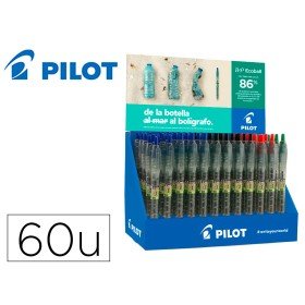 Esferografica Pilot Ecoball Plastico Reciclado Expositor de 60 Unidades Cores Sortidas + 10 Esferograficas Pilot B2P Gel
