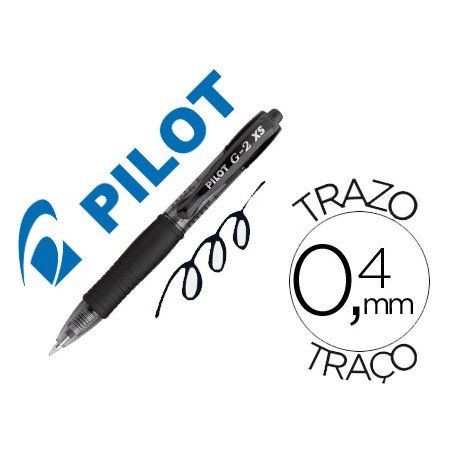 Esferografica Pilot G-2 Pixie Preta Tinta Gel Retractil Pega de Borracha
