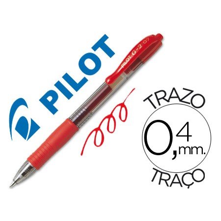 Esferografica Pilot G-2 Vermelho Tinta Gel -Retratil -Com Grip