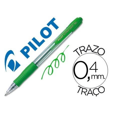 Esferografica Pilot Super Grip Verde -Retratil -Com Grip-Tinta Base de Oleo