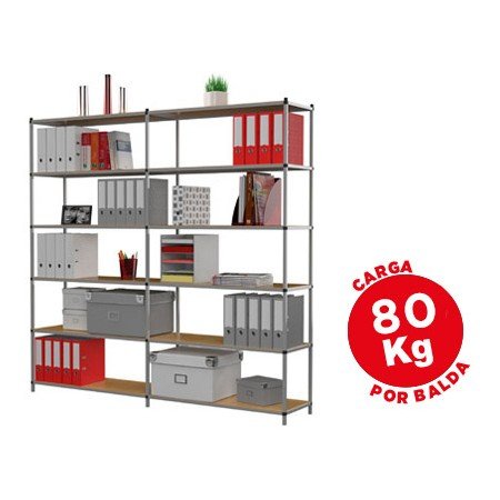 Estante Fast Paperflow Metalica 6 Prateleiras 80 Kg Por Prateleira 200X100X35 Cm Base