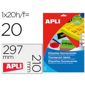 Etiqueta Adesiva Apli 02879 210X297 Mm Para Fotocopiadora Laser Caixa com 20 Folhas Din A4 Laranja