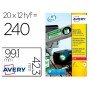 Etiqueta Adesiva Avery Poliester Branco Para Impressora Laser 99,1X42,3 Mm Caixa de 240 Unidades