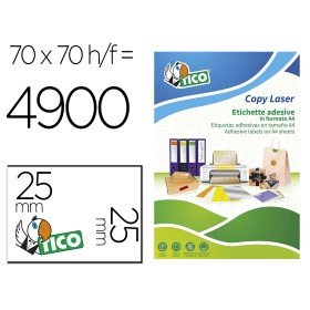 Etiqueta Adesiva Tico Laranja Fluor Permanente Certificado Fsc Laser/Jato Tinta/Fotocopia 25 Mm Caixa 4900 Uds