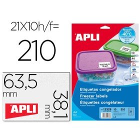 Etiquetas Adesivas Apli 12328 Medidas 63,5X38,1 Mm Para Congelados Caixa com 10 Folhas A4 Cor Branca Diretiva Europeia A