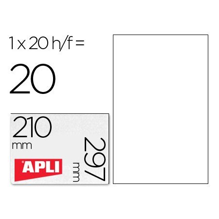 Etiquetas Adesivas Apli de Poliester Resistente A Intemperie Para Impressora Tinteiro E Laser 210X297 Mm