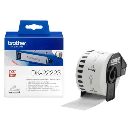 Etiquetas Continuas Brother Dk22223 Branco 50Mm x 30,48Mt Papel Termico Removível